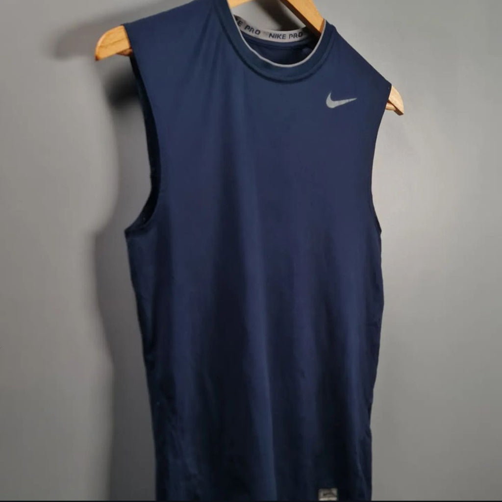Navy Blue Dri-Fit compression sleevless sport T-shirt - THE GREY AREA