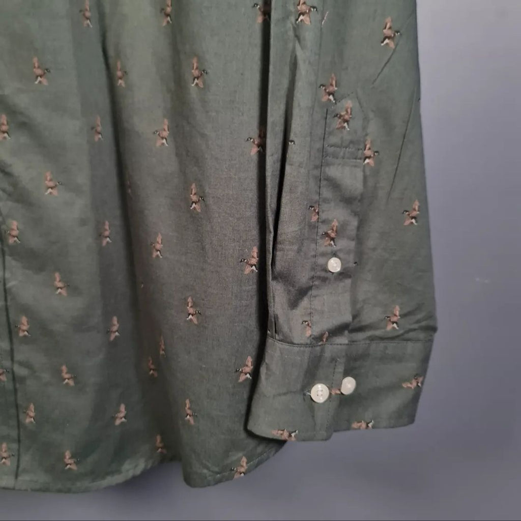New printed premium Olive Green Shirt (Croft&Borrow) - THE GREY AREA