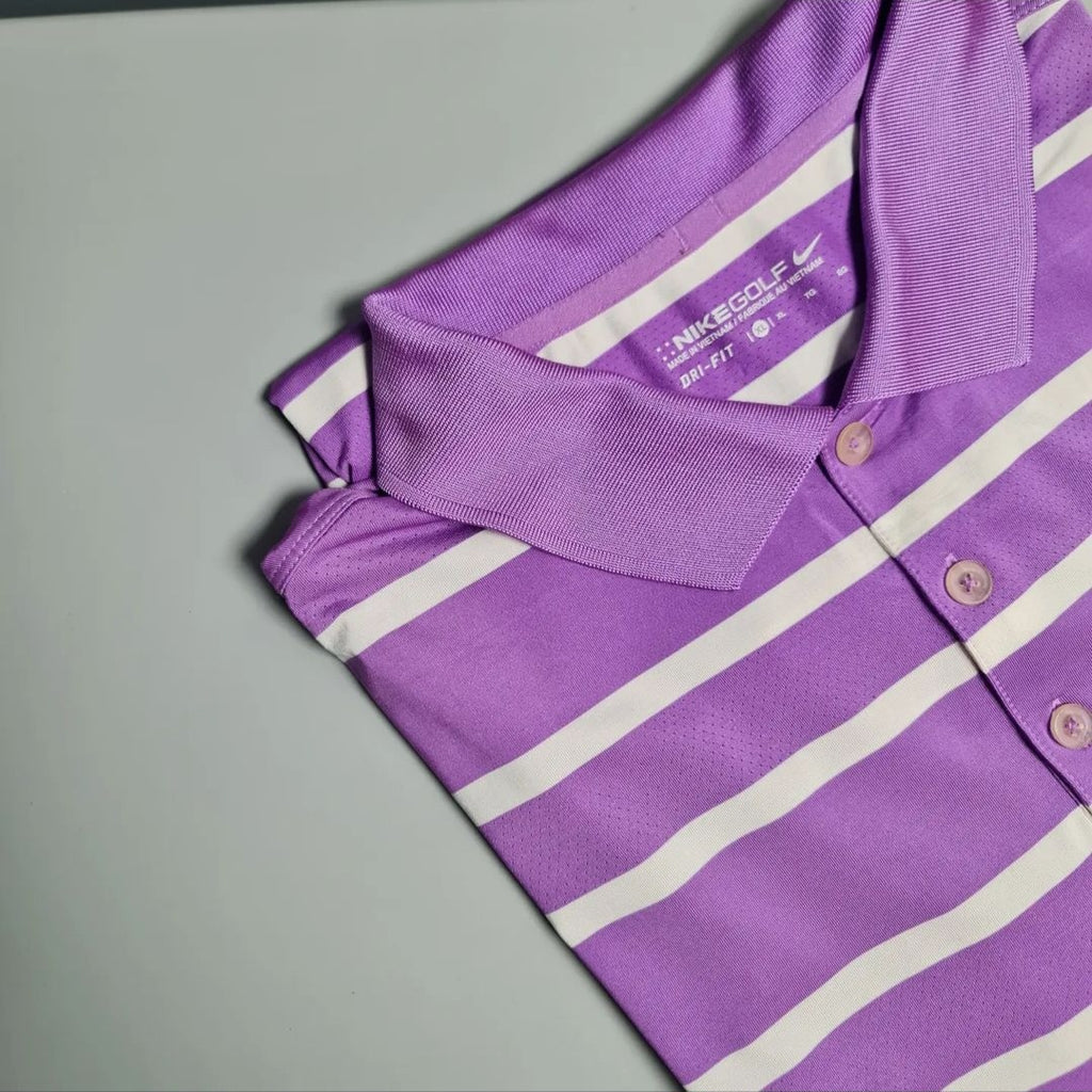 Purple and White stripes Golf Polo shirt (Nike) - THE GREY AREA