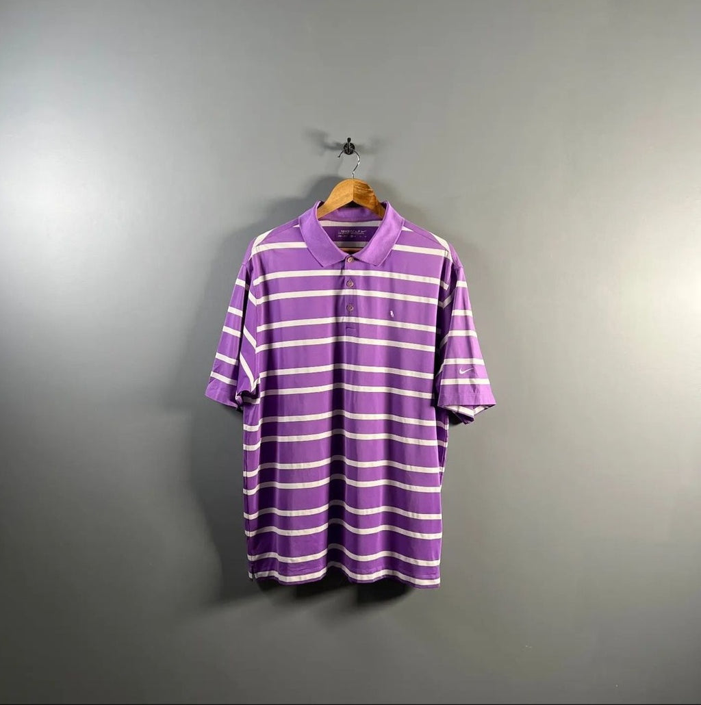 Purple and White stripes Golf Polo shirt (Nike) - THE GREY AREA