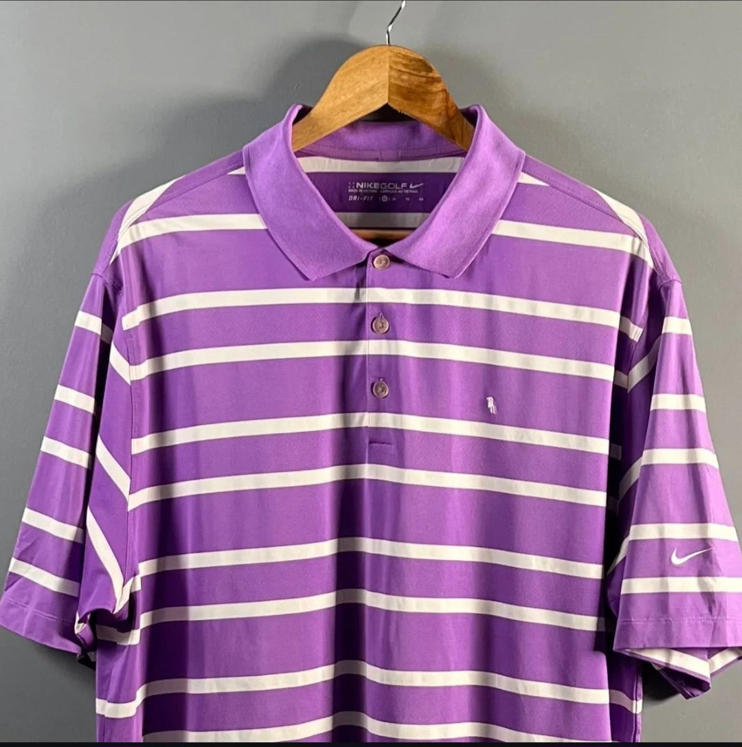 Purple and White stripes Golf Polo shirt (Nike) - THE GREY AREA