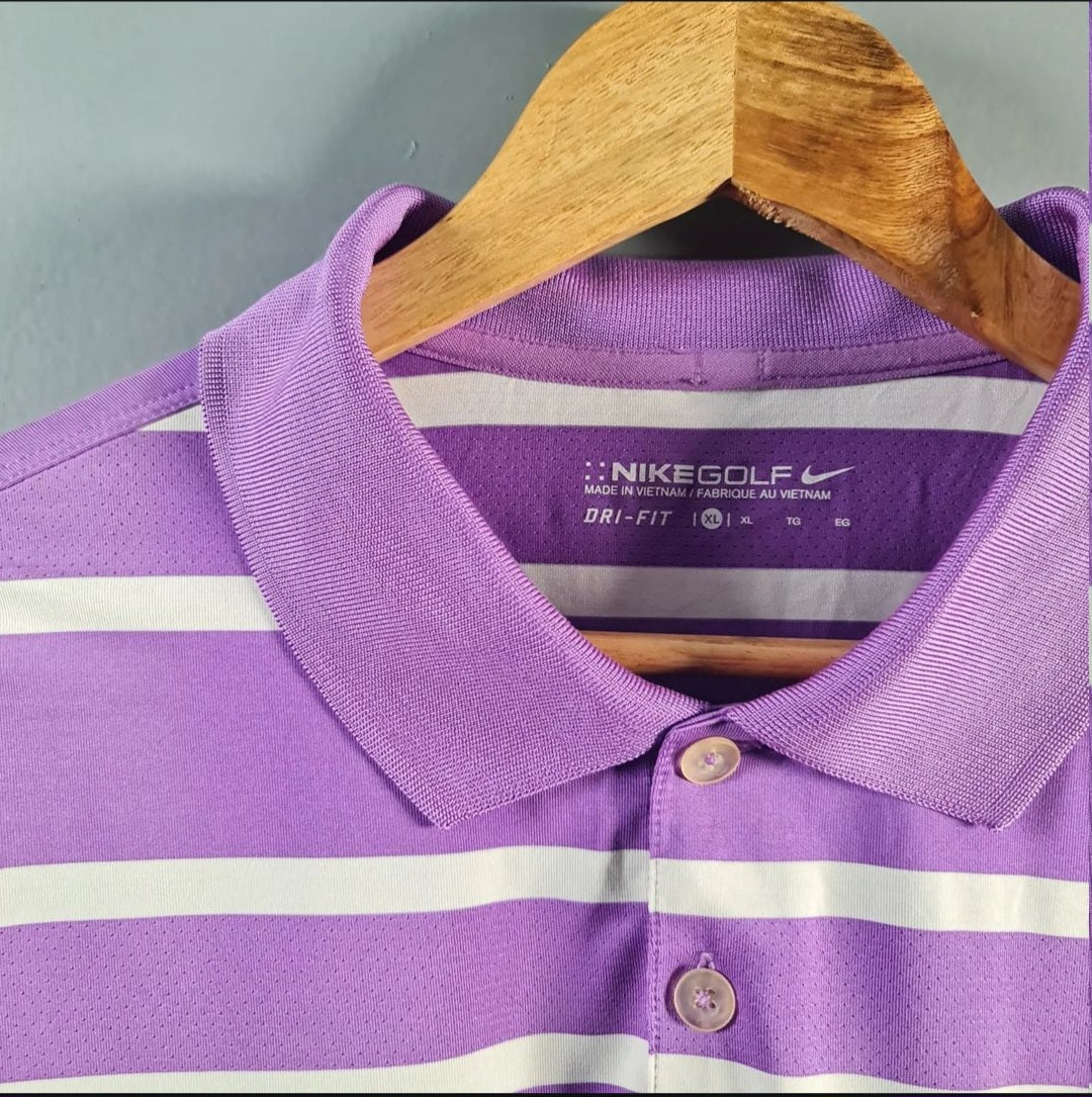 Purple and White stripes Golf Polo shirt (Nike) - THE GREY AREA