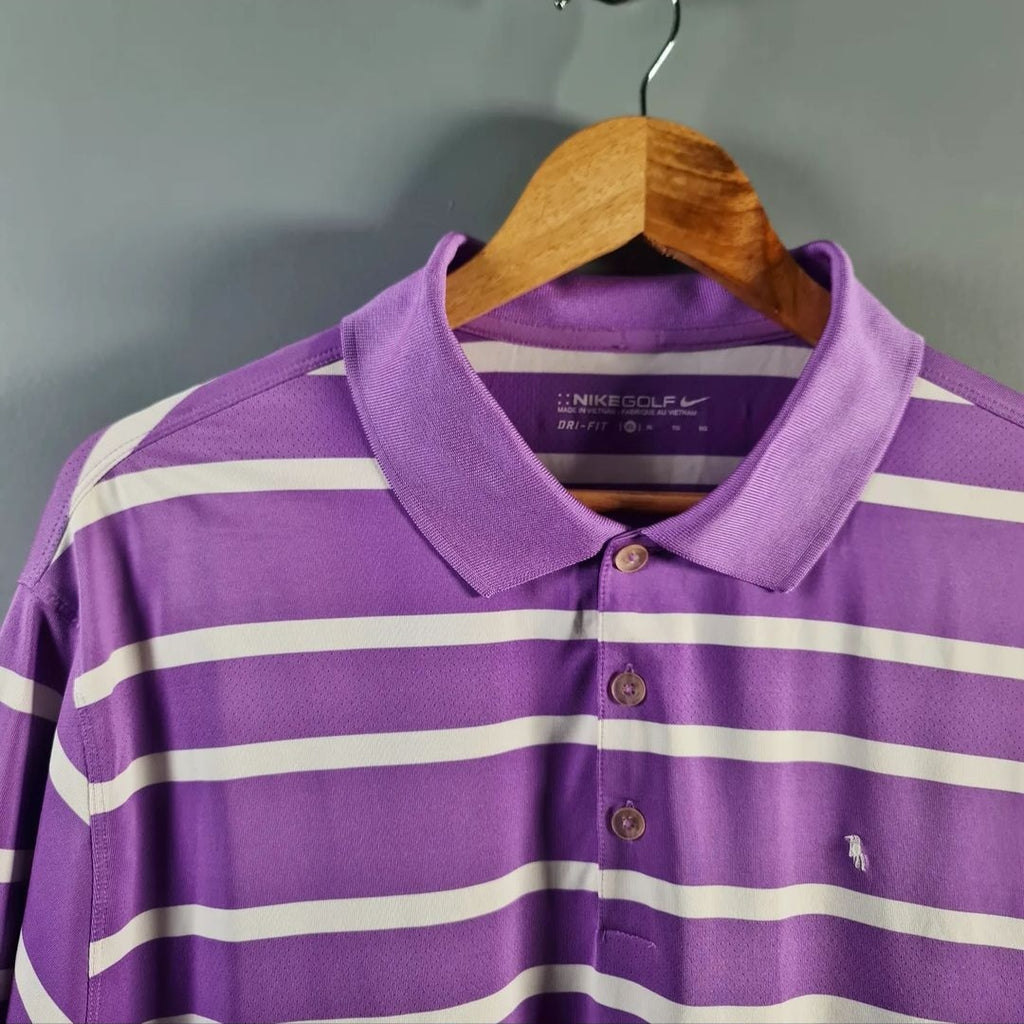 Purple and White stripes Golf Polo shirt (Nike) - THE GREY AREA