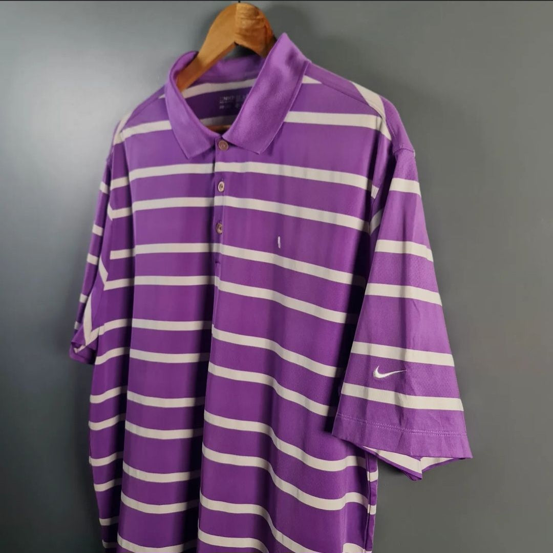 Purple and White stripes Golf Polo shirt (Nike) - THE GREY AREA