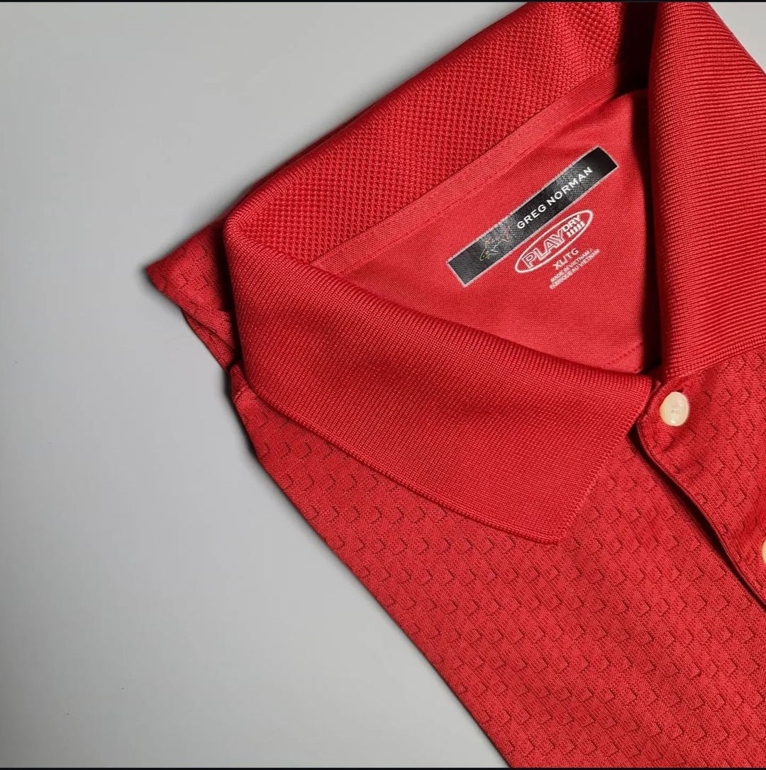 Red Play Dry Golf Polo Shirt (Greg Norman) - THE GREY AREA