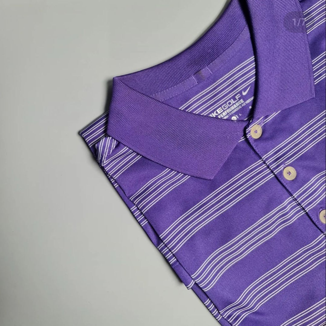 Purple stripes Golf Polo Shirt - THE GREY AREA
