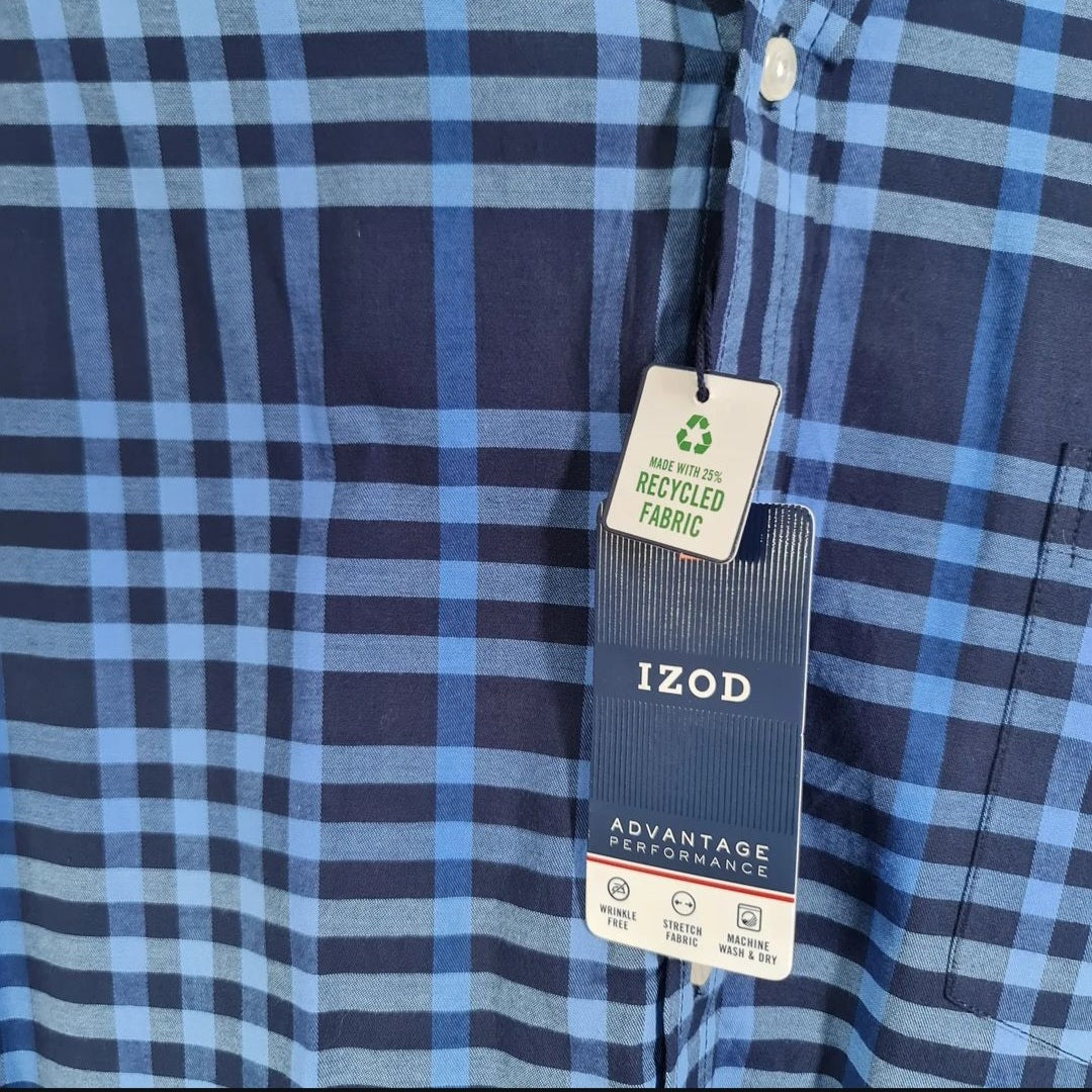 Blue Checks Button-up Casual Shirt (IZOD) - THE GREY AREA