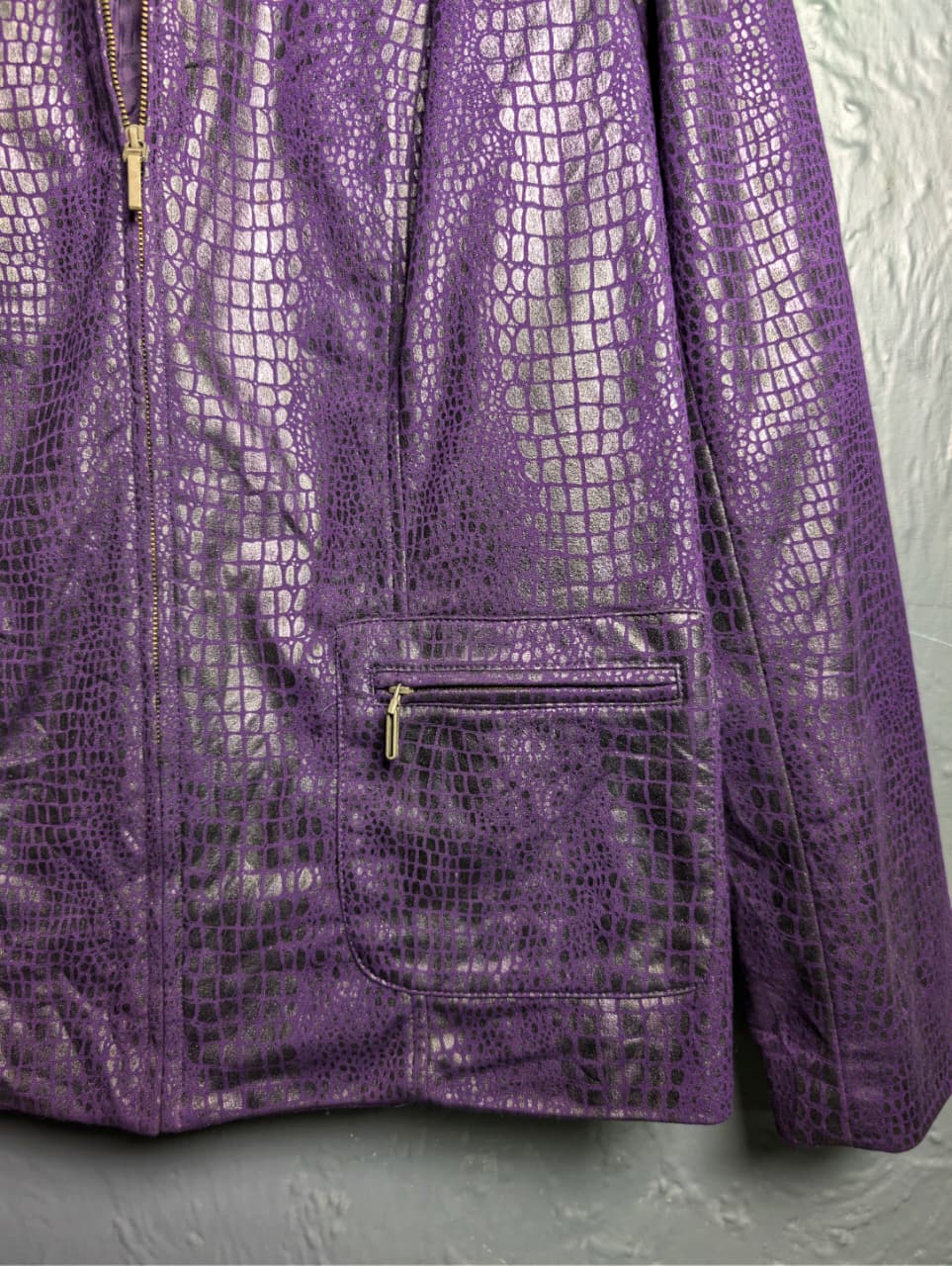 Women's purple faux-croc zip-front jacket