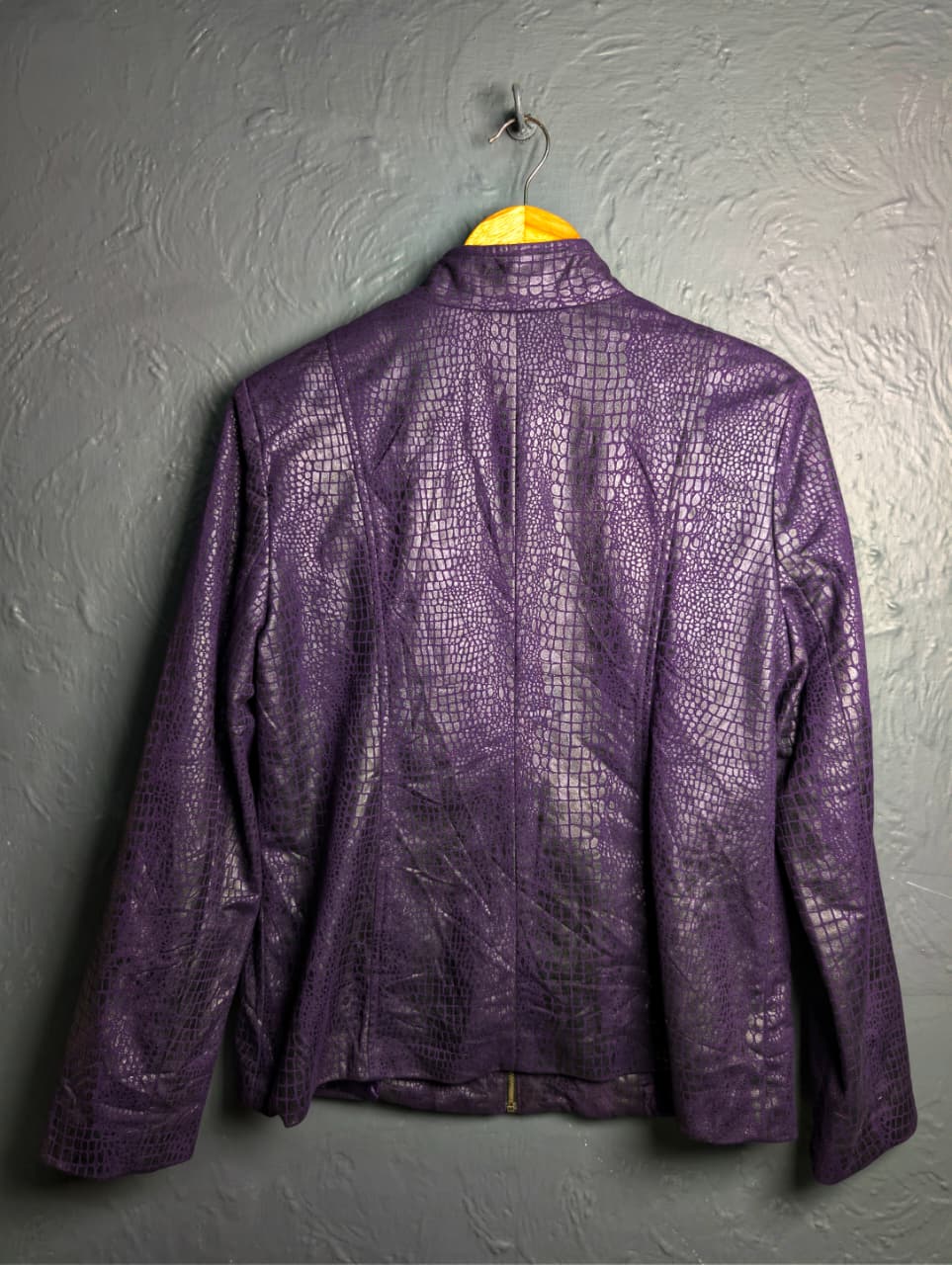 Women's purple faux-croc zip-front jacket