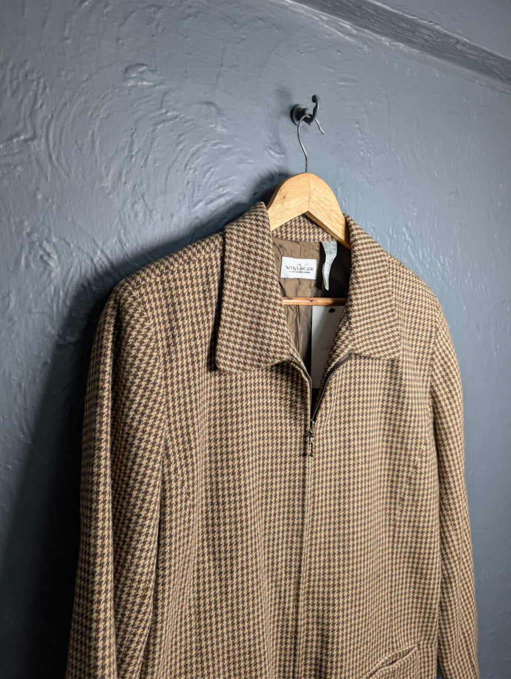Women's Vintage Villager houndstooth zip-up wool blend jacket