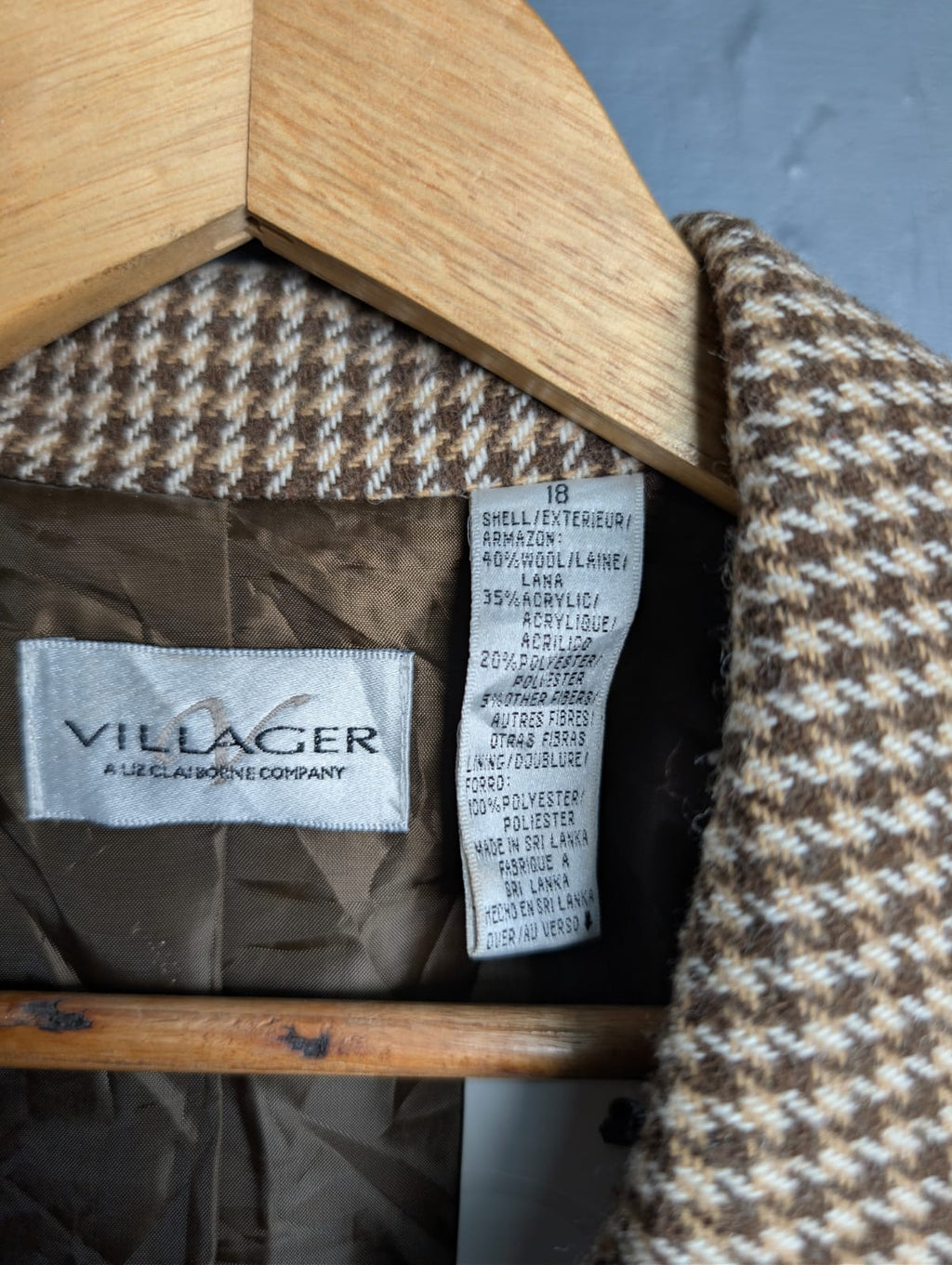 Women's Vintage Villager houndstooth zip-up wool blend jacket