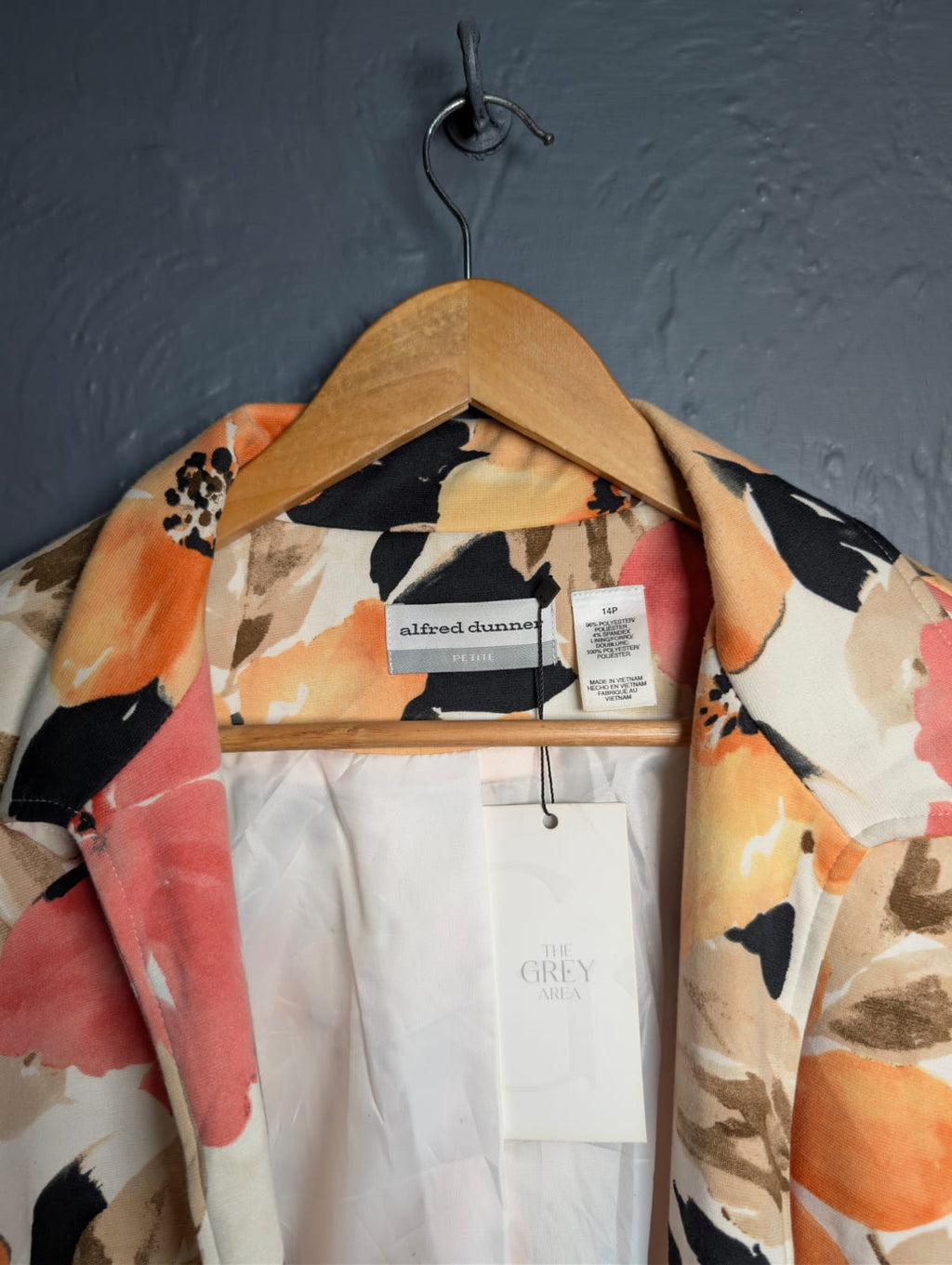 Alfred Dunner Long Sleeve Women Floral Tropical Beach Blazer Jacket