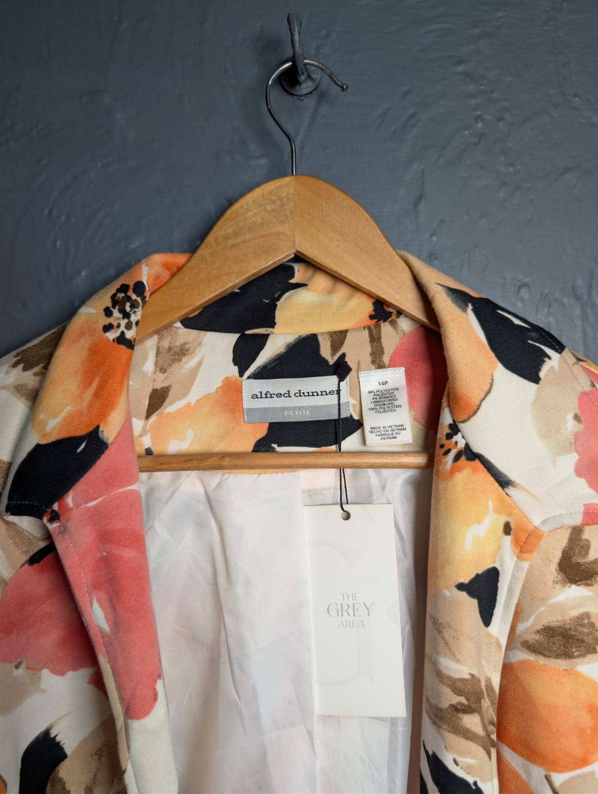 Alfred Dunner Long Sleeve Women Floral Tropical Beach Blazer Jacket