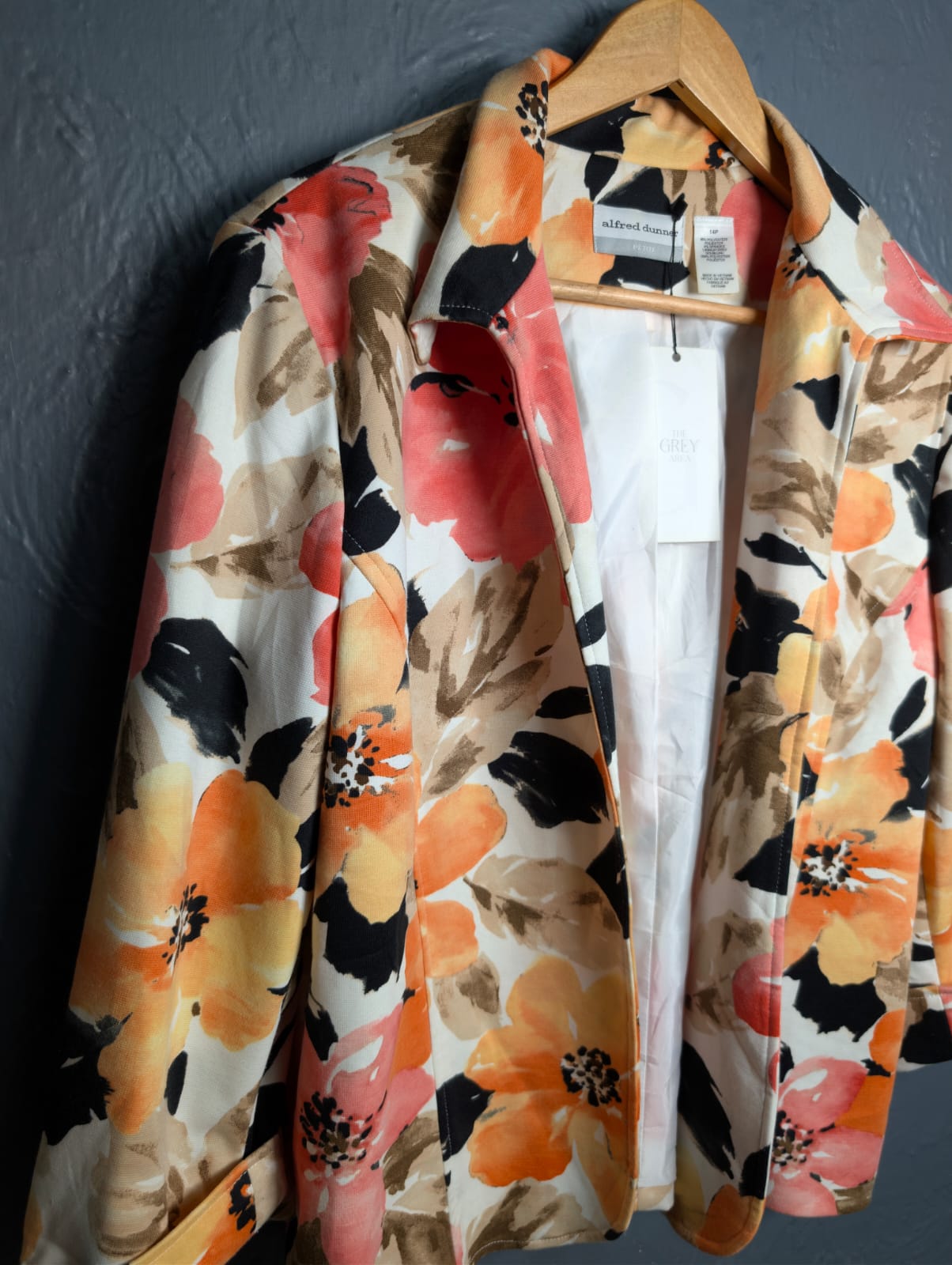 Alfred Dunner Long Sleeve Women Floral Tropical Beach Blazer Jacket