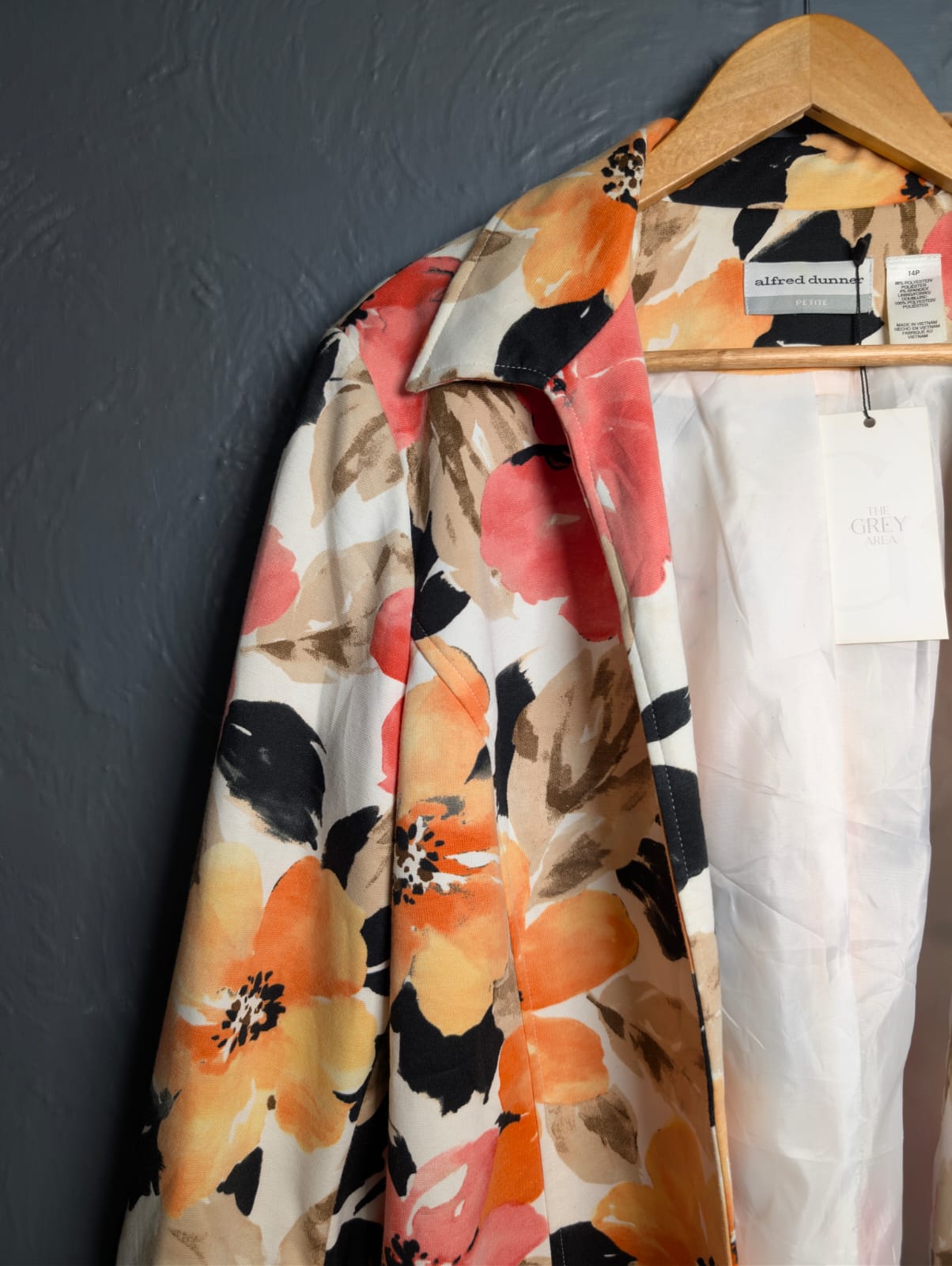 Alfred Dunner Long Sleeve Women Floral Tropical Beach Blazer Jacket