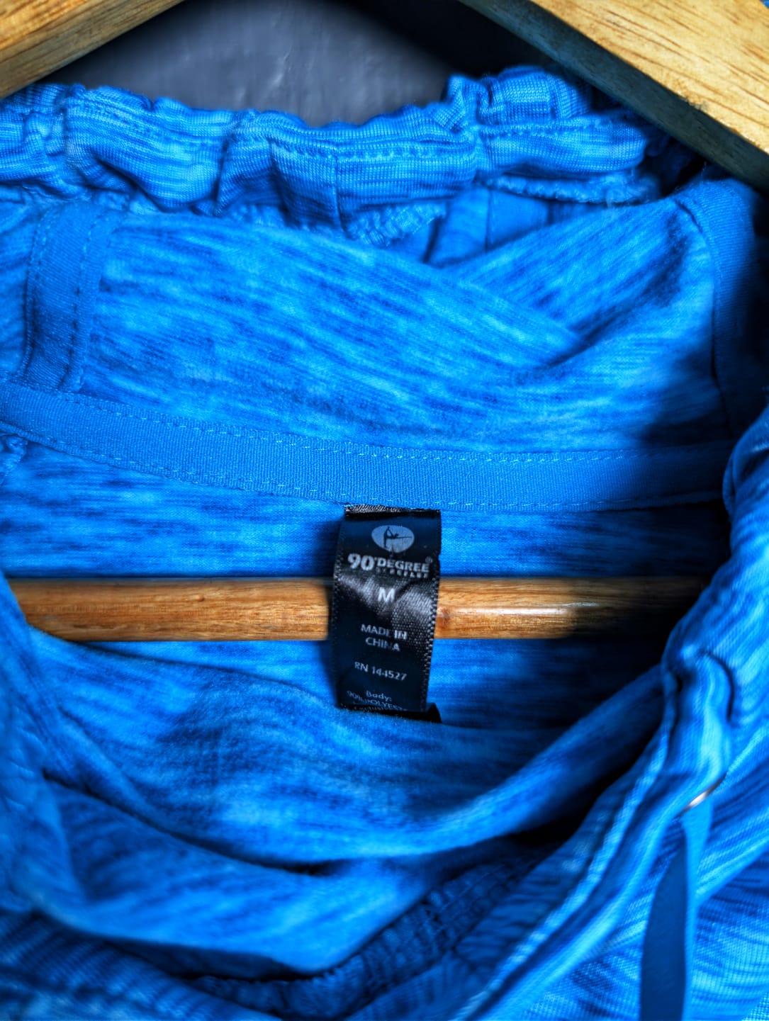 Women's blue heathered athletic activewear hoodie by 90°