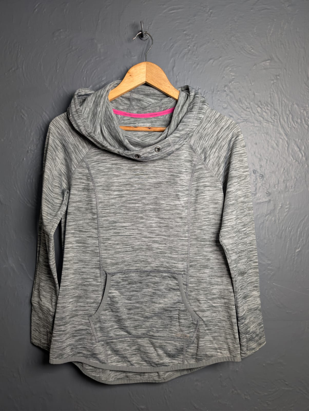 Women's cowl-neck pullover sweatshirt with hoodie by CK