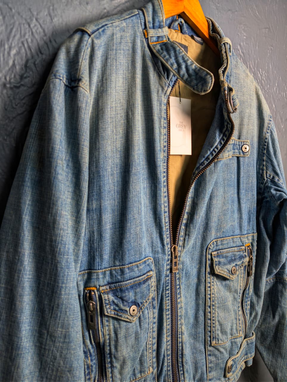 Men's rare vintage Y2K distressed denim jacket