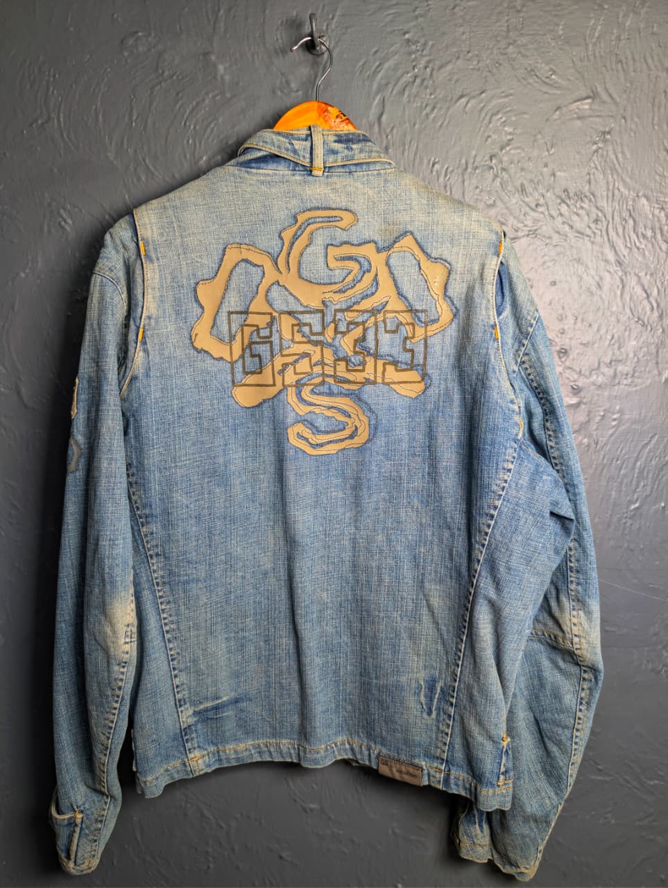 Men's rare vintage Y2K distressed denim jacket