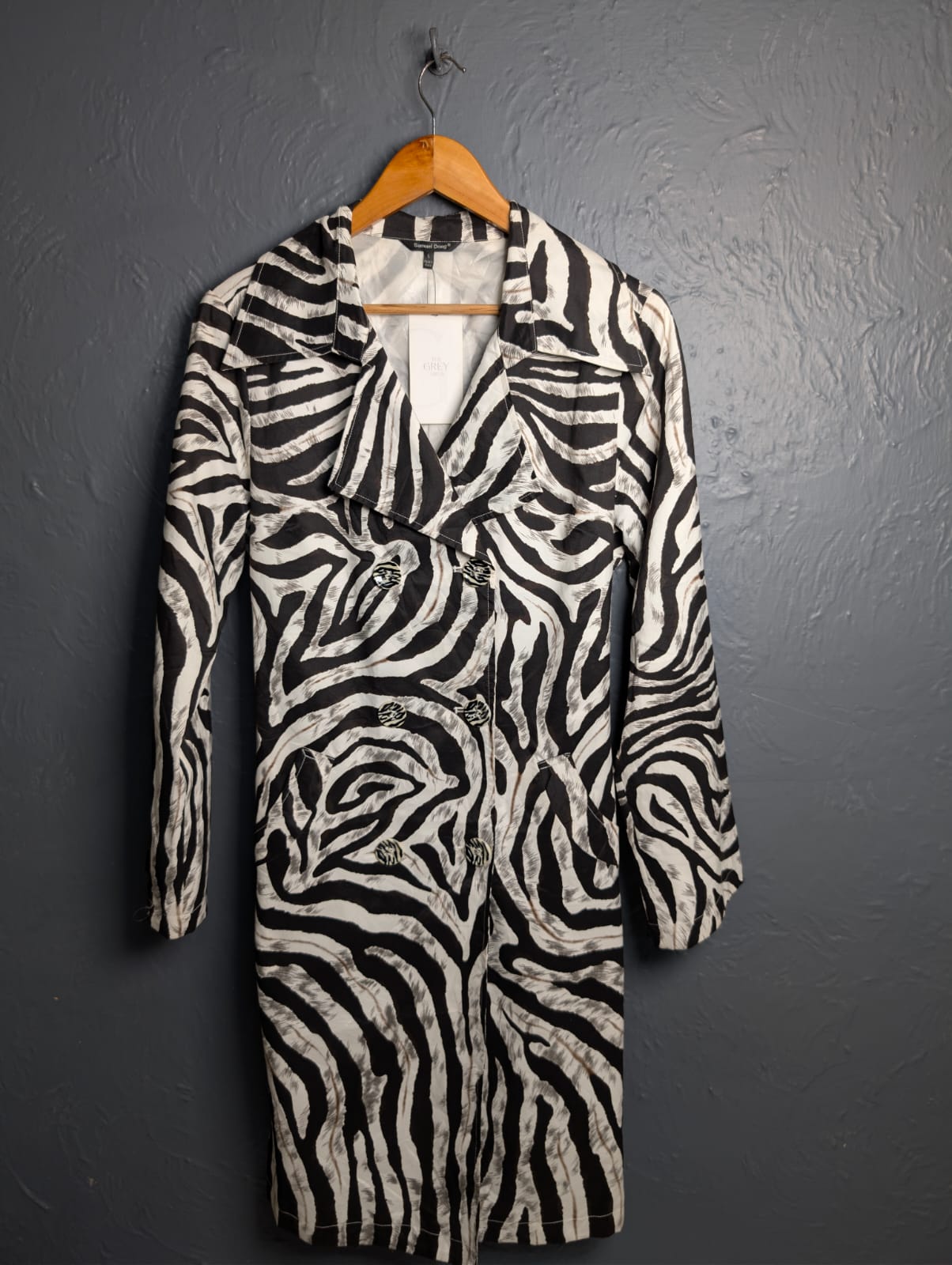 Women's Samuel Dong zebra print trench coat or dress