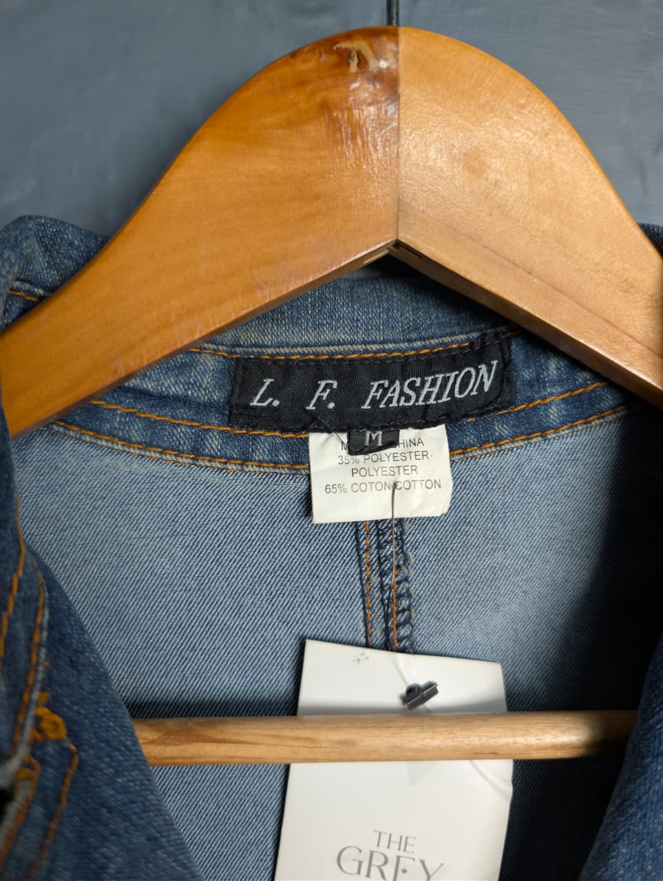 Women's vintage Y2K denim trench coat from the brand L.F Fashion.