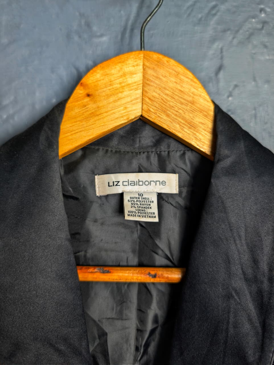 Liz Claiborne black jacquard lace smoking tailored blazer