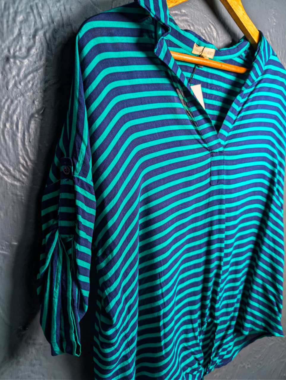 Women's Thyme & Honey striped top with tie-front detail at the hem