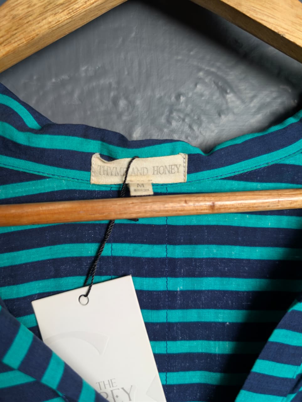 Women's Thyme & Honey striped top with tie-front detail at the hem