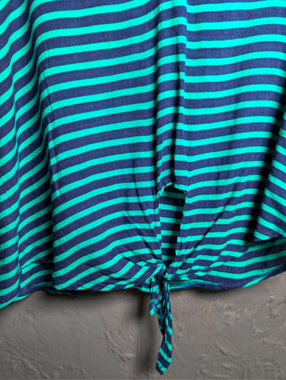 Women's Thyme & Honey striped top with tie-front detail at the hem