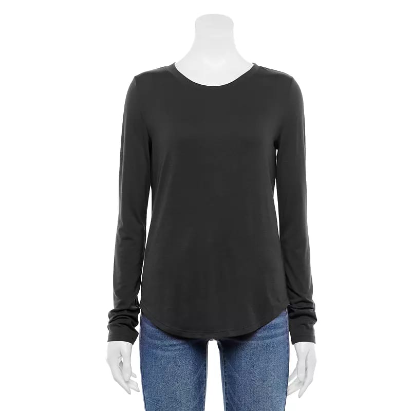 Womens' SO® Favorite Crewneck Long Sleeve Tee.