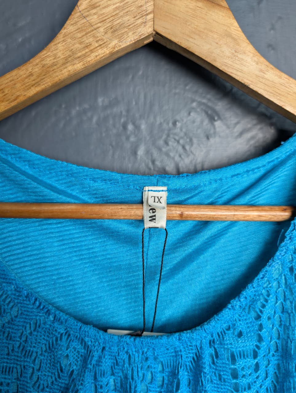 Turquoise blue lace layered short sleeve top