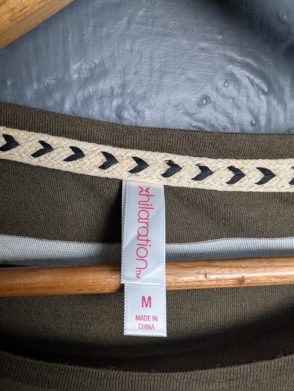 Women's Olive and Ivory striped pattern long top