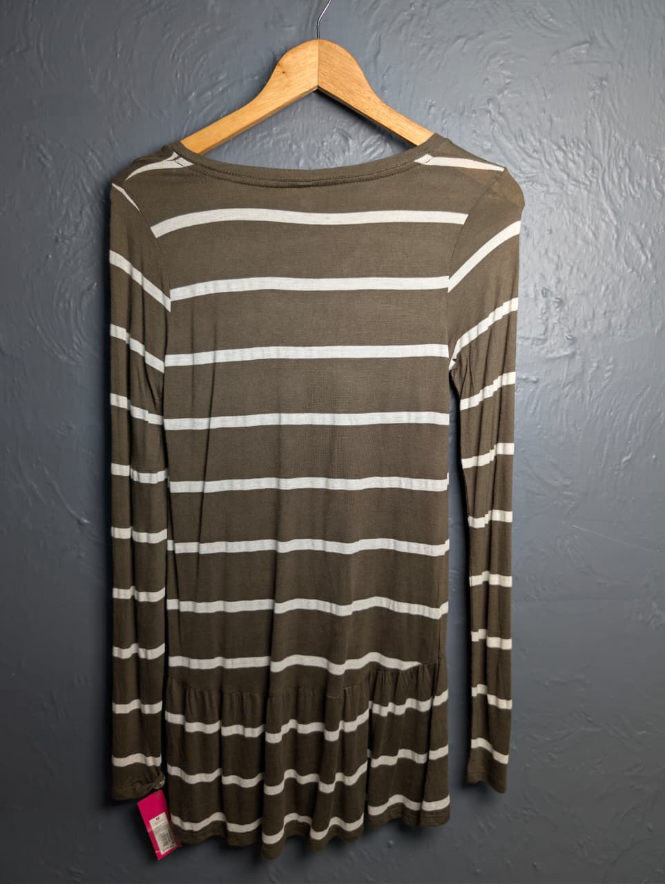 Women's Olive and Ivory striped pattern long top