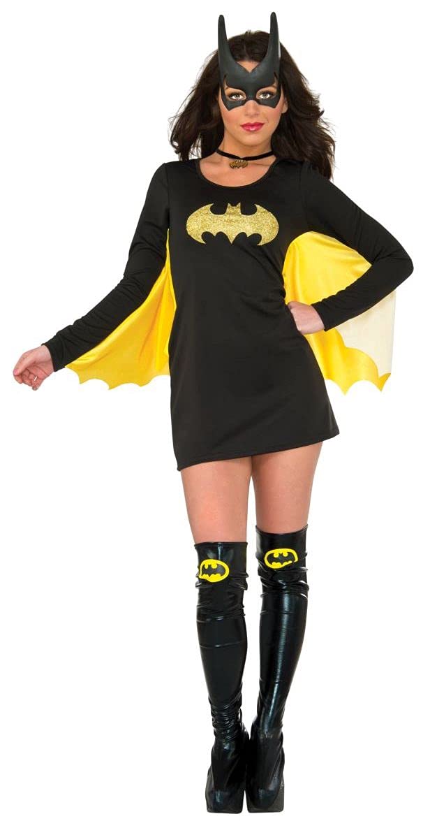 DC Comics Batgirl costume top with a glittery gold Batman logo