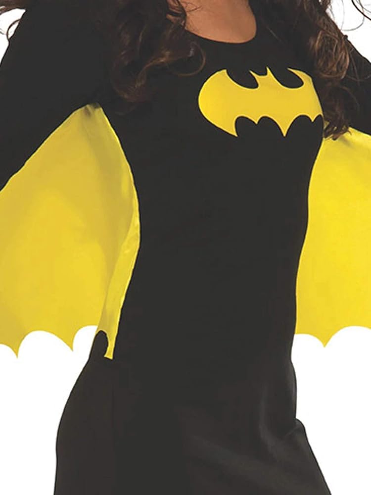 DC Comics Batgirl costume top with a glittery gold Batman logo