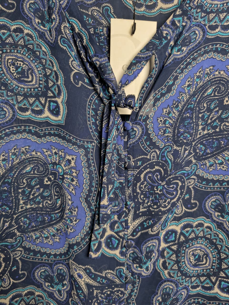 Ann Taylor blue paisley print long-sleeve blouse