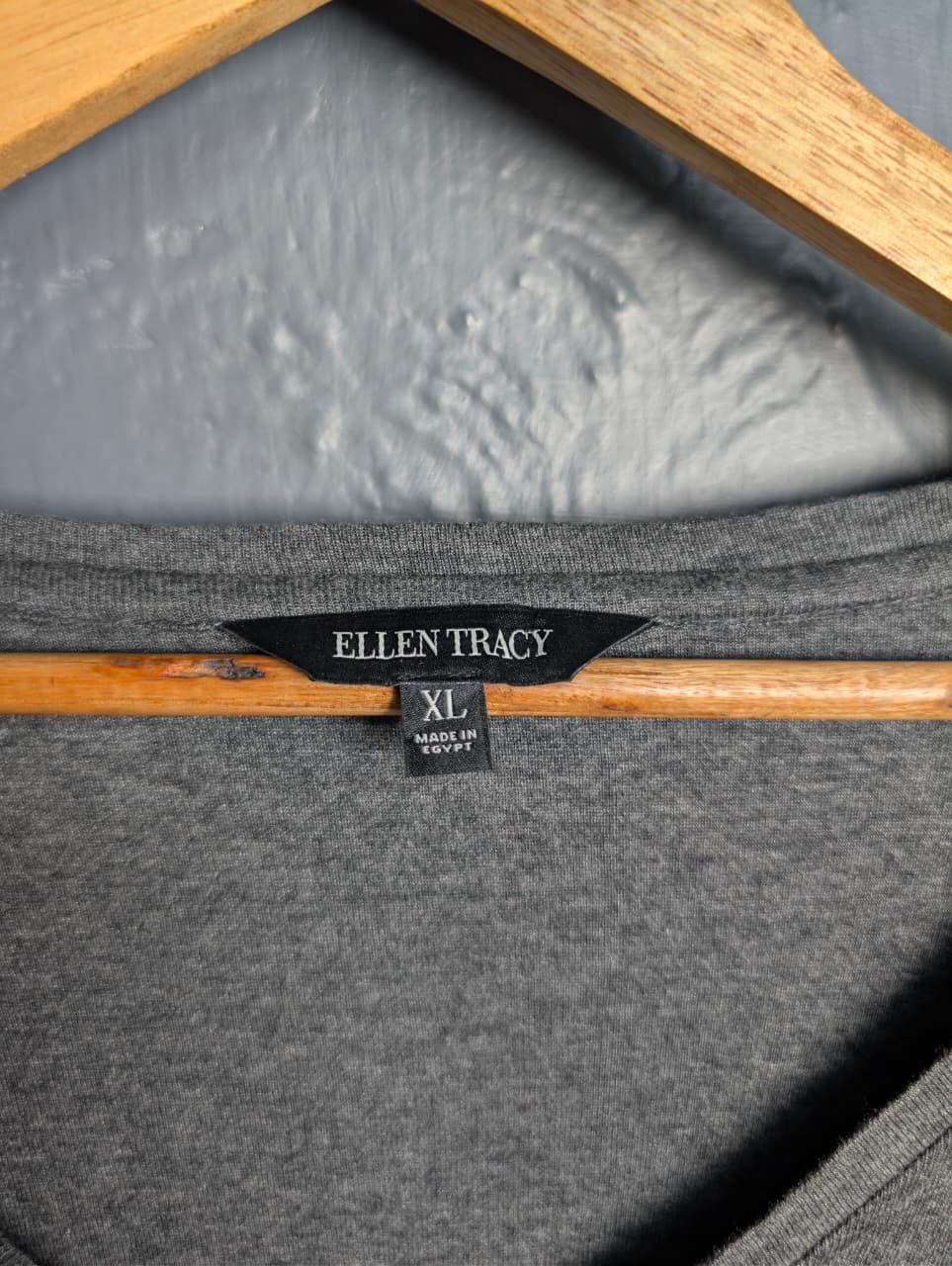 Brand New grey, long-sleeved, V-neck top by Ellen Tracy