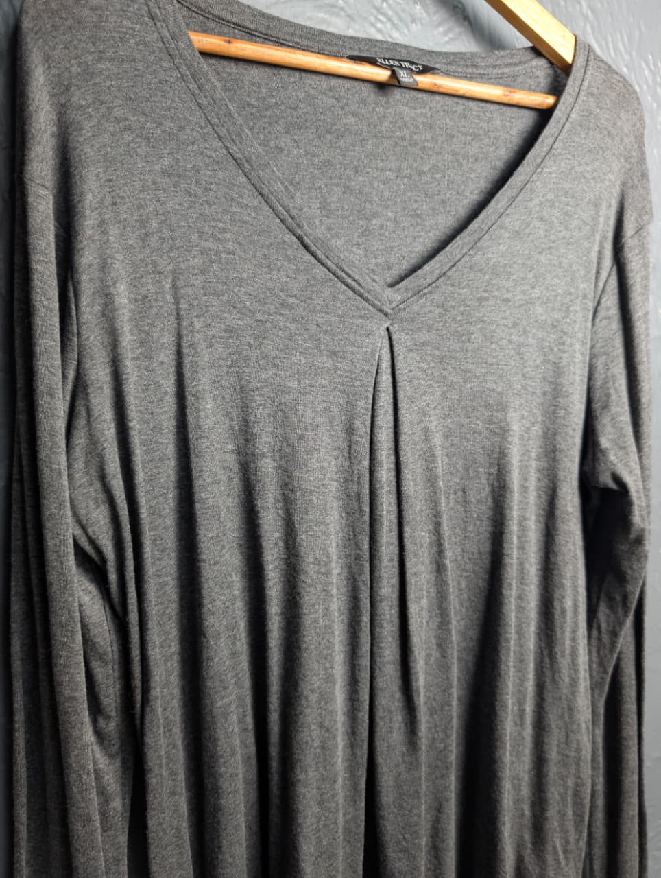 Brand New grey, long-sleeved, V-neck top by Ellen Tracy
