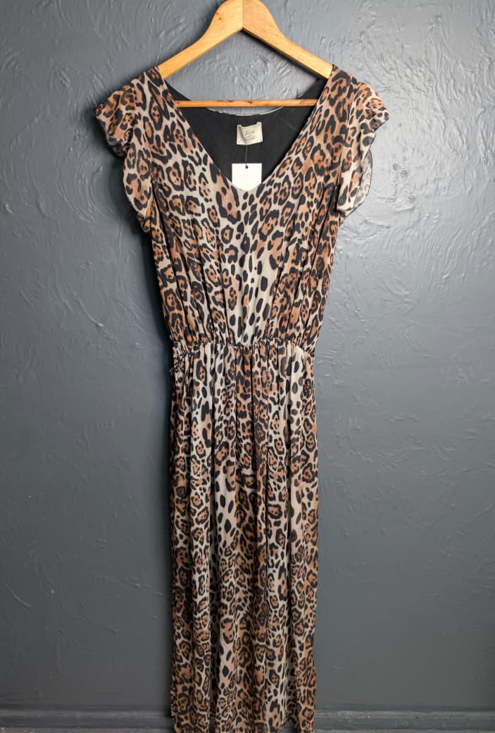 Leopard Print Soft Stretch Ruffle Edge dress