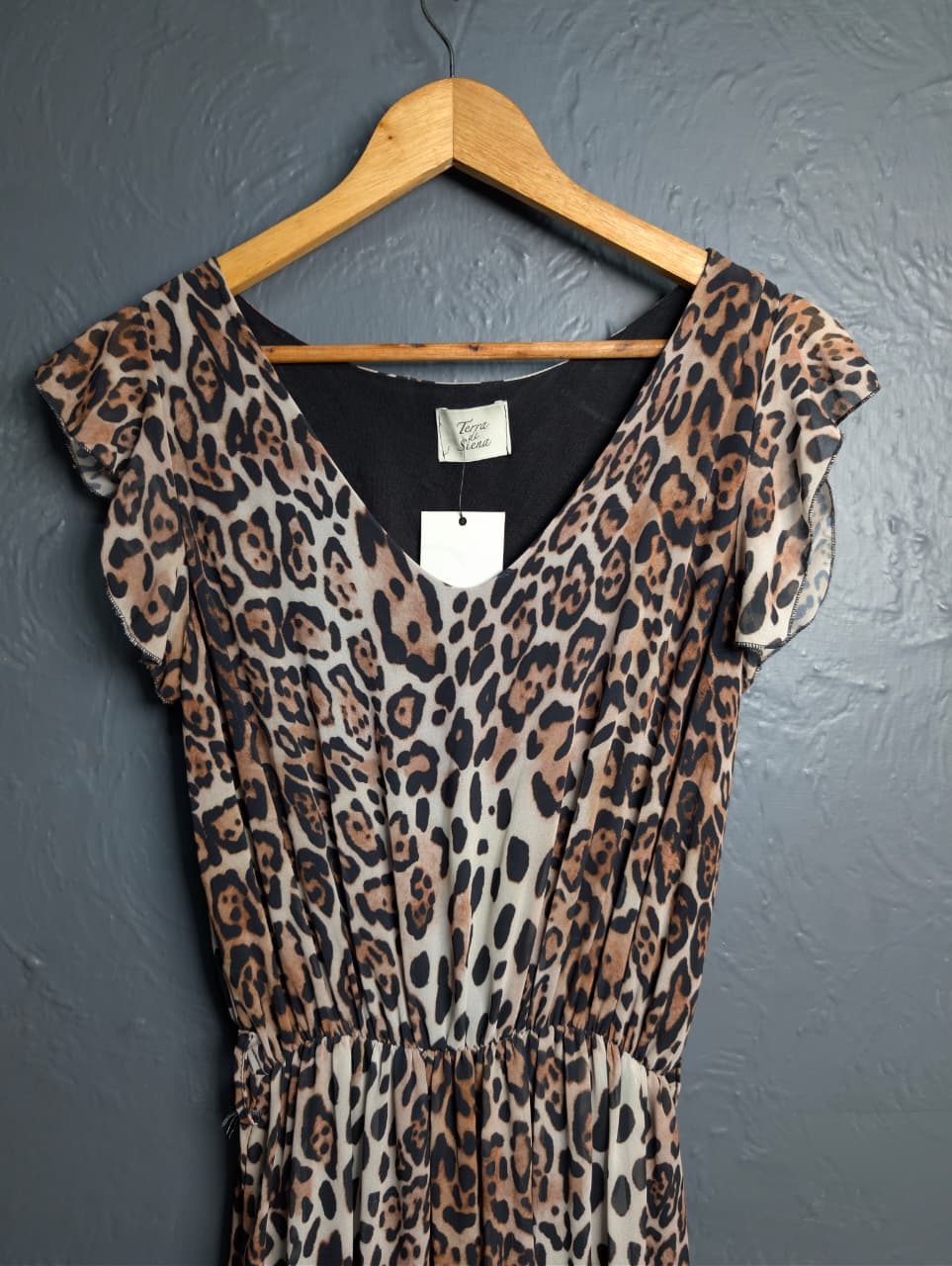 Leopard Print Soft Stretch Ruffle Edge dress