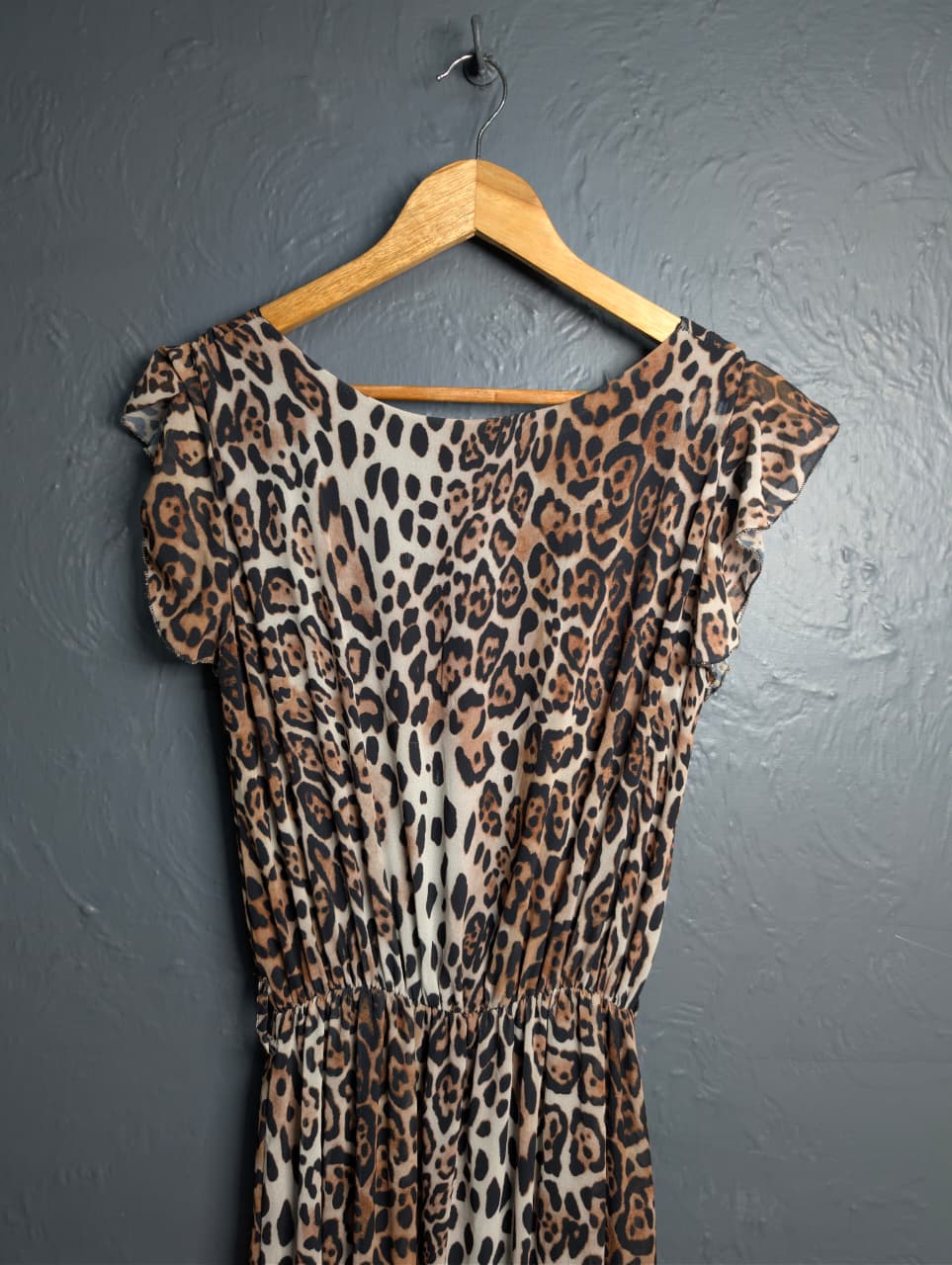 Leopard Print Soft Stretch Ruffle Edge dress