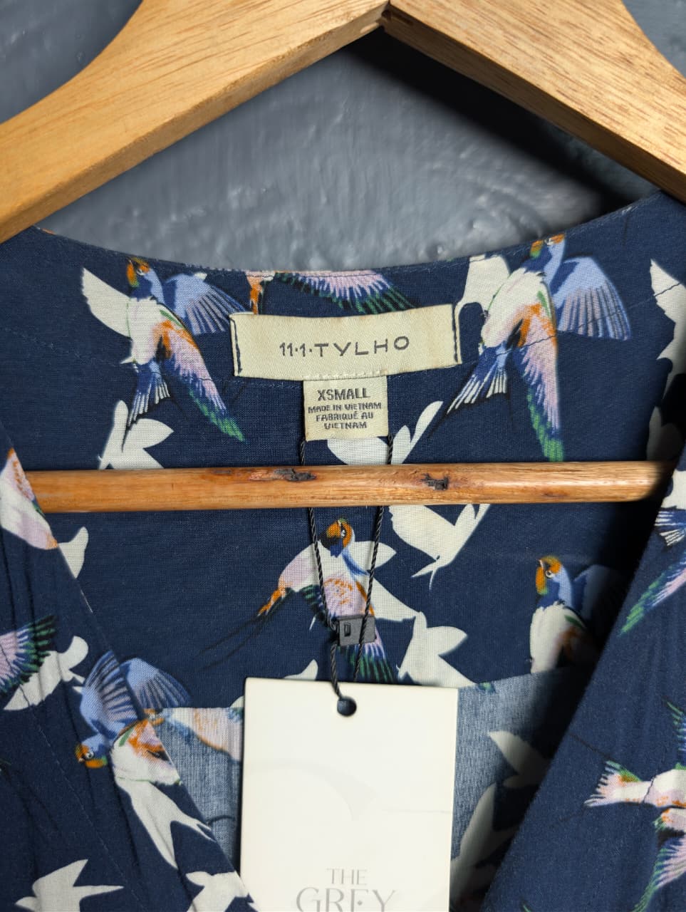 Women's Migration Dress wrap-style dress with bird print pattern