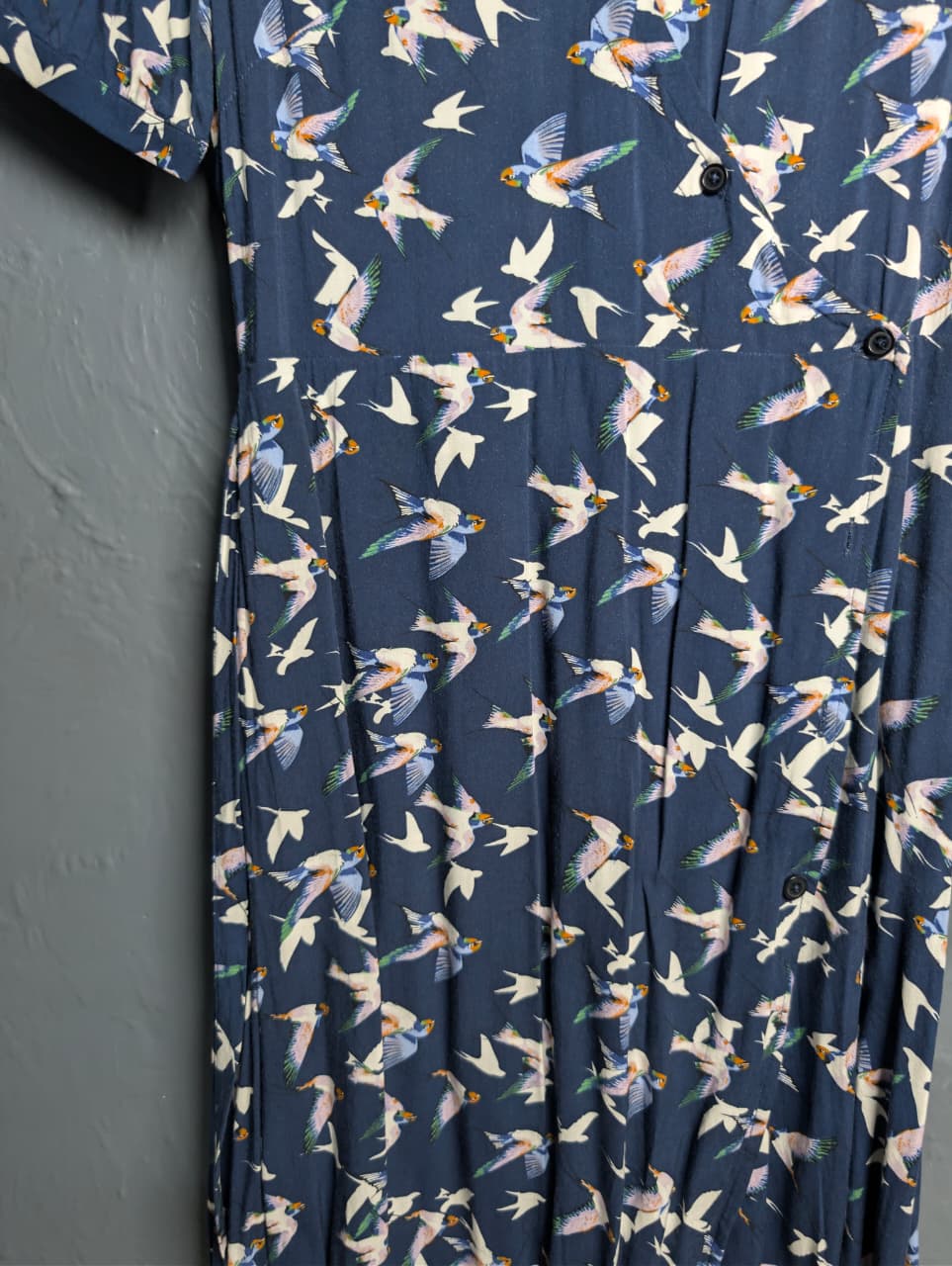 Women's Migration Dress wrap-style dress with bird print pattern