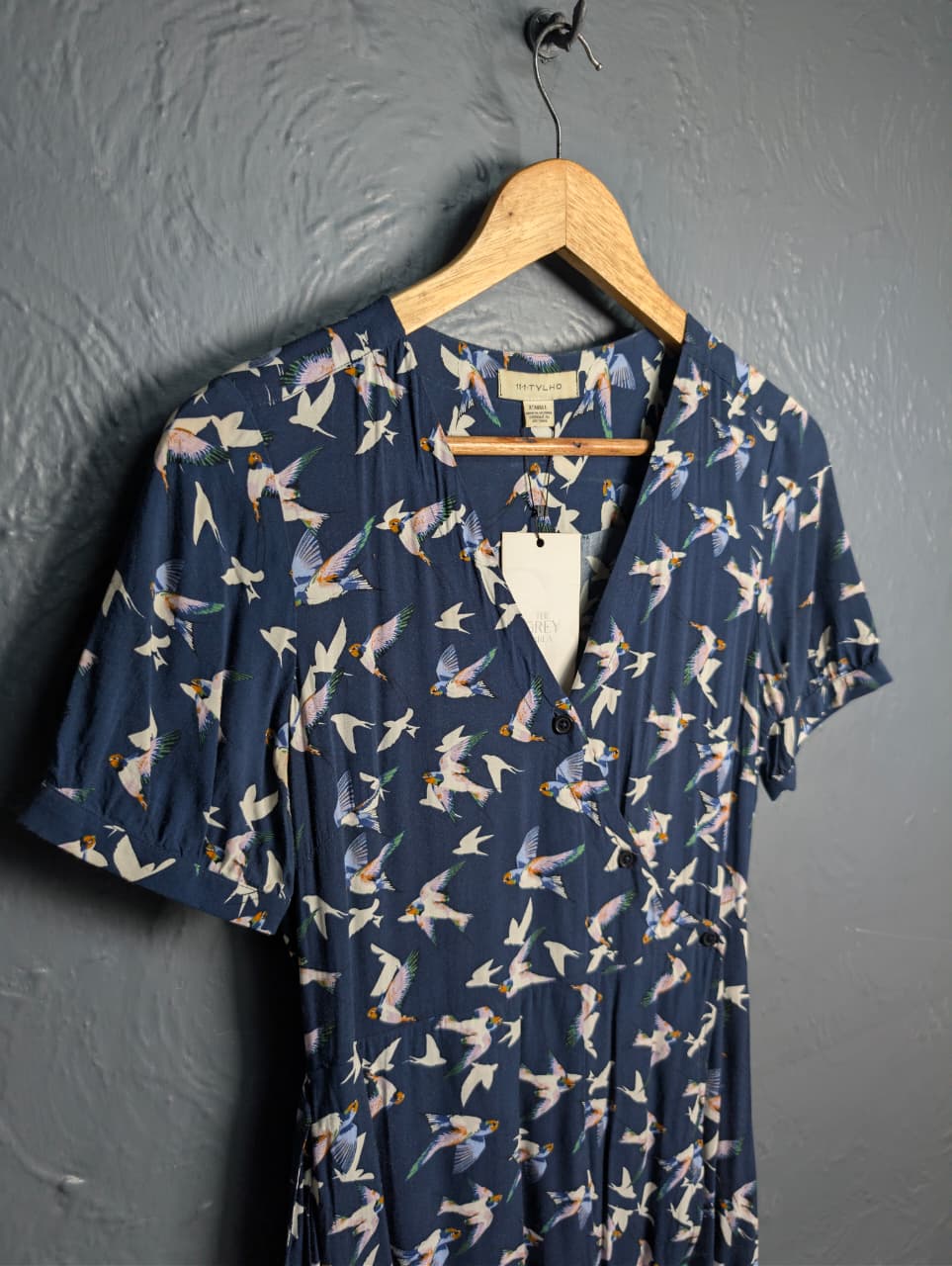 Women's Migration Dress wrap-style dress with bird print pattern