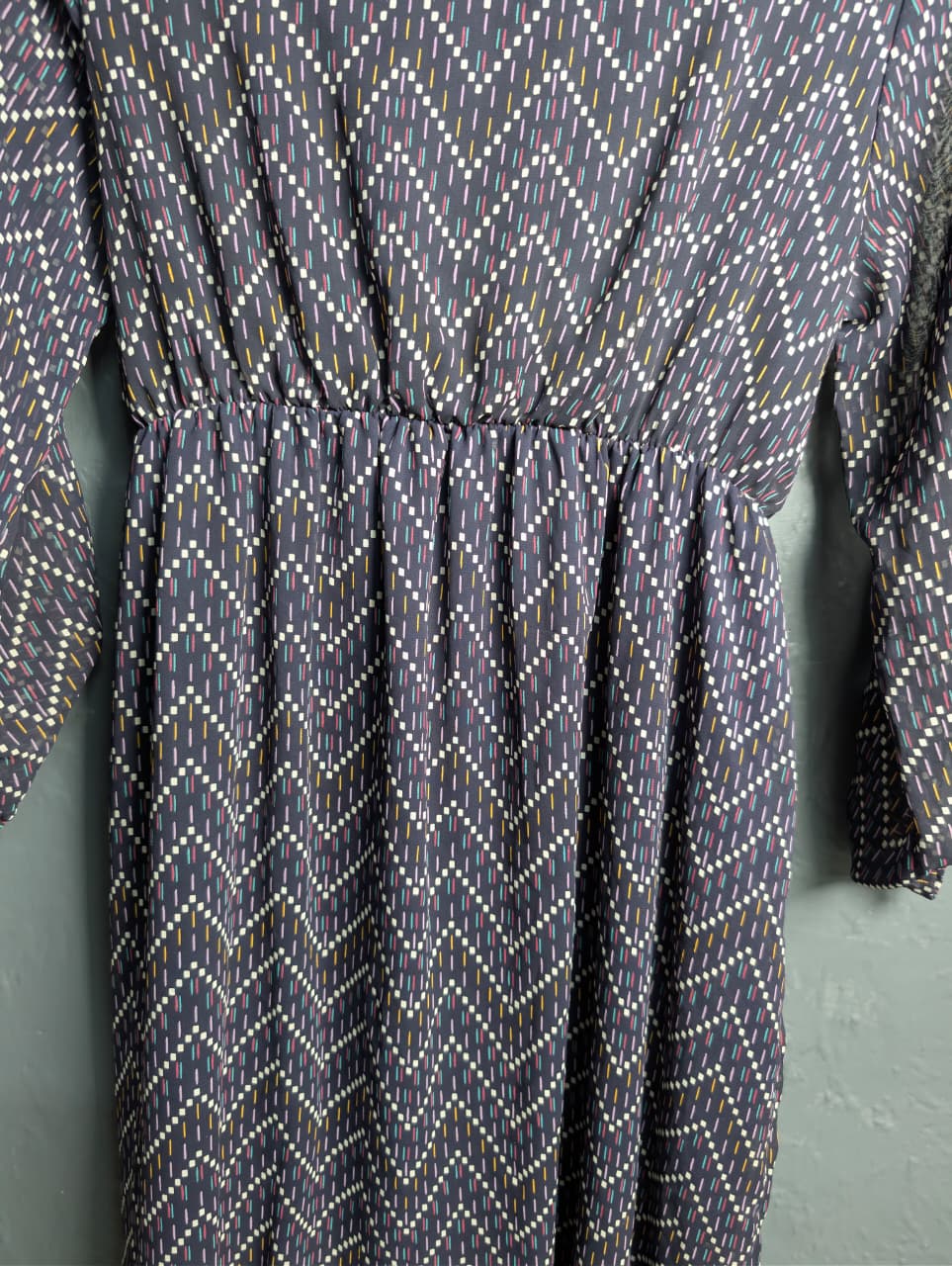 Navy blue midi-length maternity dress