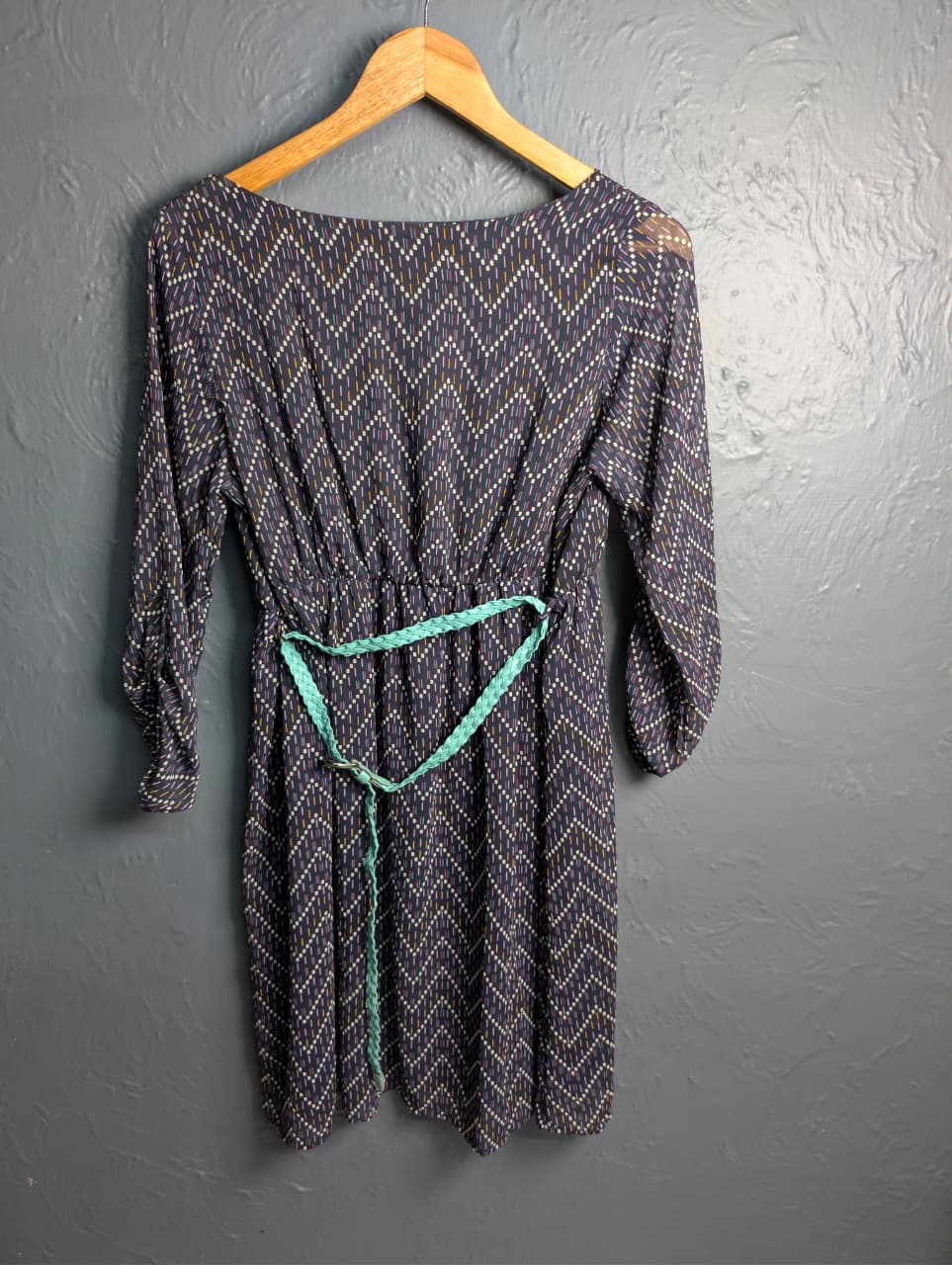 Navy blue midi-length maternity dress