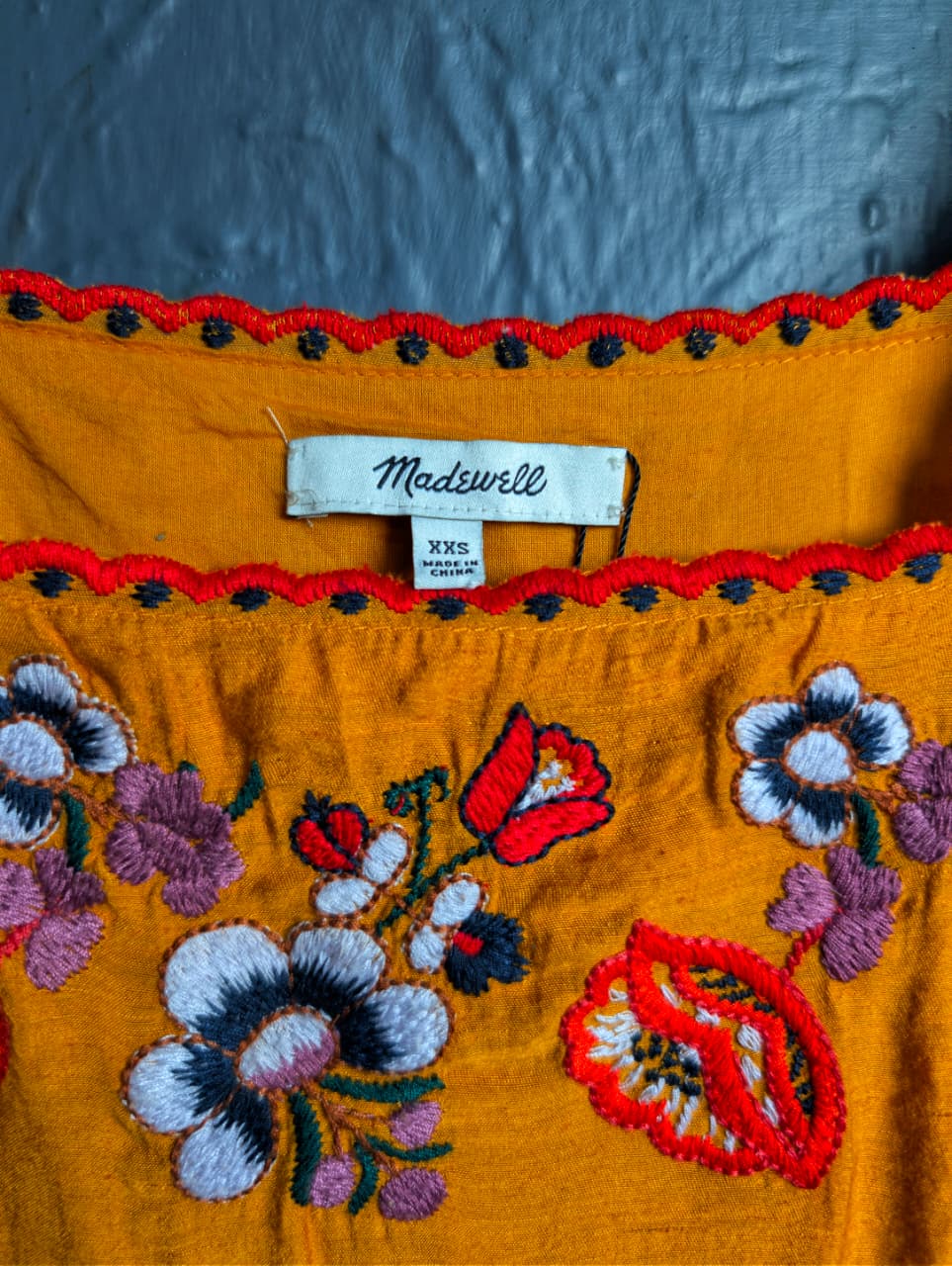 Women's Madewell Embroidered Square Neck Mini Dress