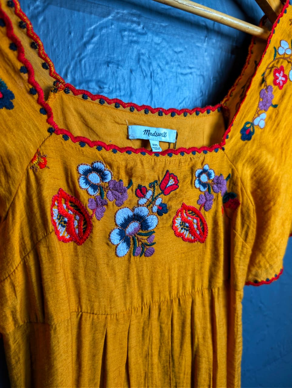 Women's Madewell Embroidered Square Neck Mini Dress