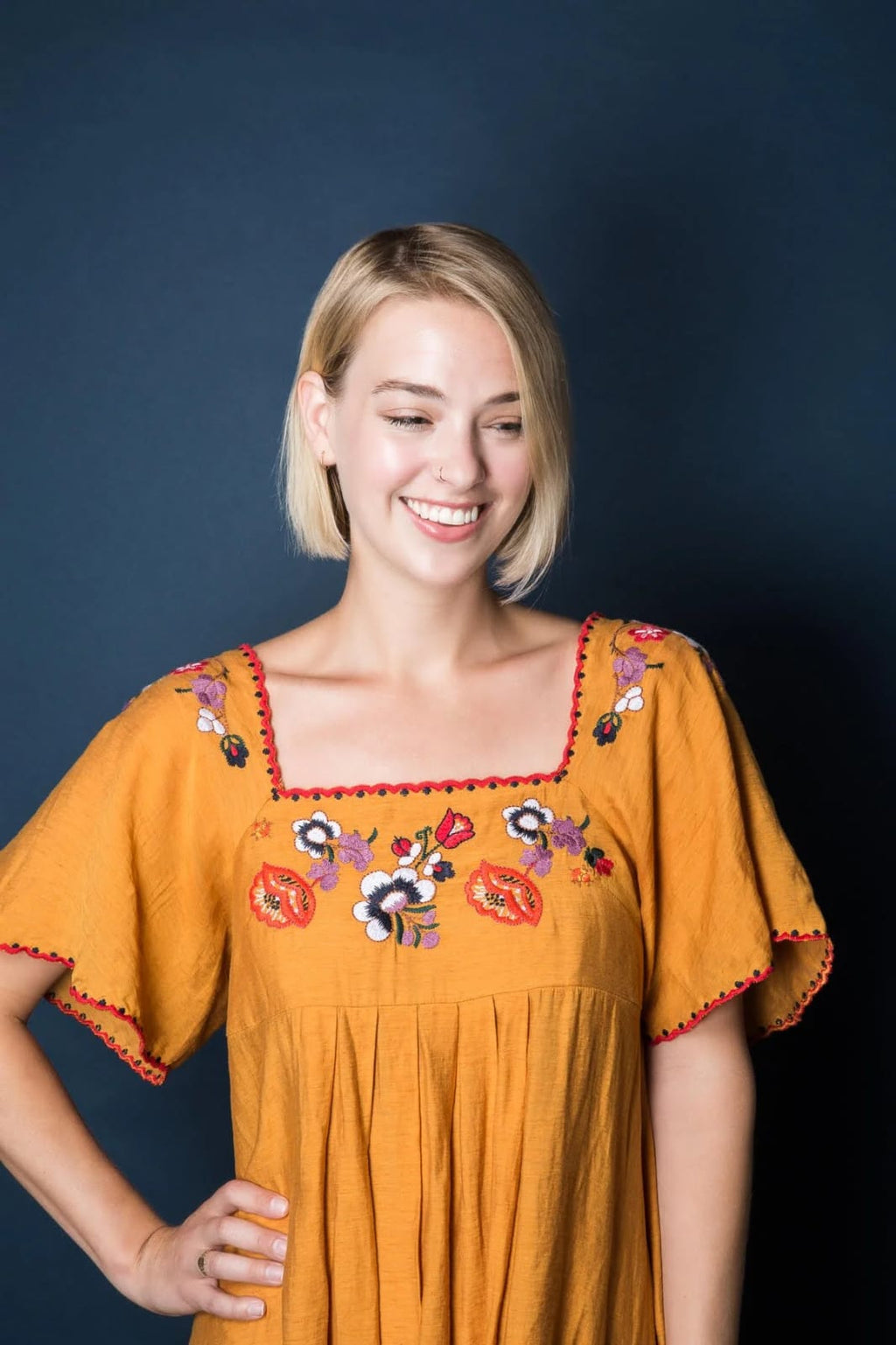 Women's Madewell Embroidered Square Neck Mini Dress