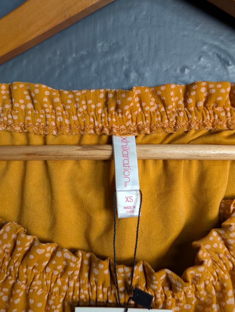 Xhilaration BOHO mustard yellow floral off-shoulder lined dress